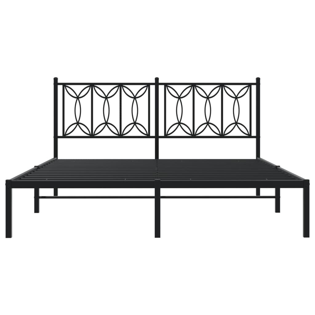 vidaXL Metal Bed Frame without Mattress with Headboard Black 150x200cm