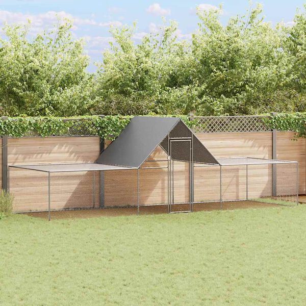 vidaXL Chicken Coop 6x2x2 m Galvanised Steel