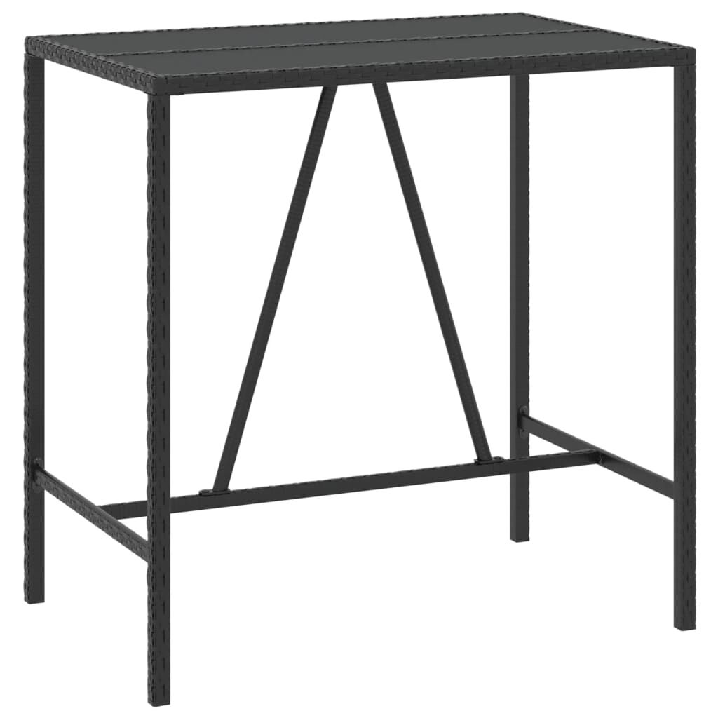 vidaXL 5 Piece Garden Bar Set with Cushions Black Poly Rattan