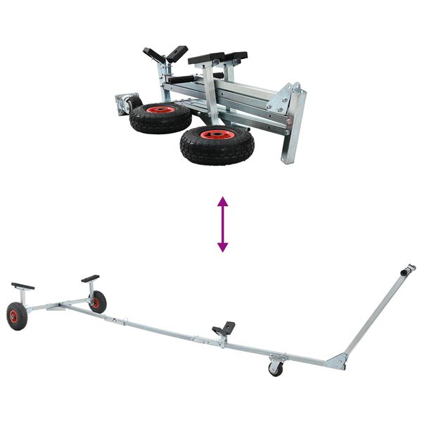 vidaXL Boat Trailer with 3 Wheels, Foldable and Adjustable, 160 kg Steel