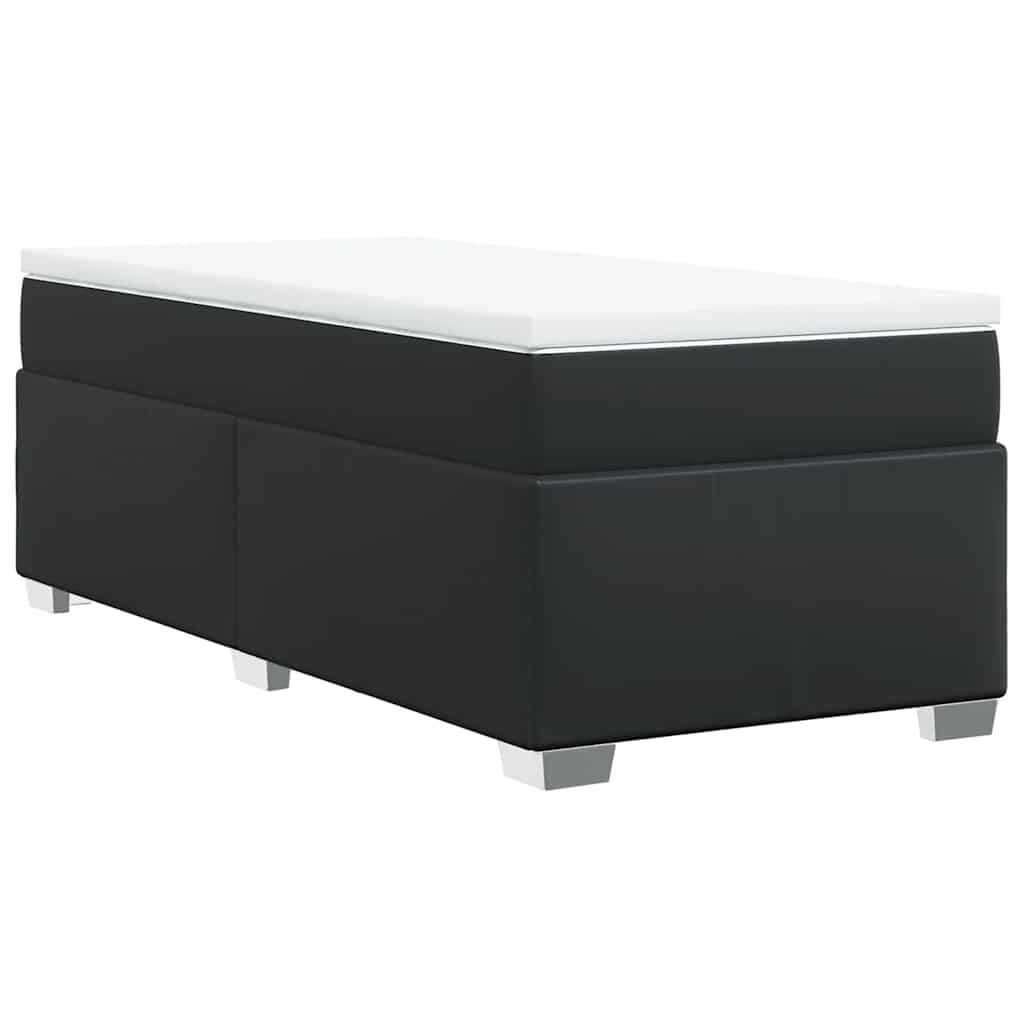 vidaXL Box Spring Bed with Mattress Black Twin Faux Leather