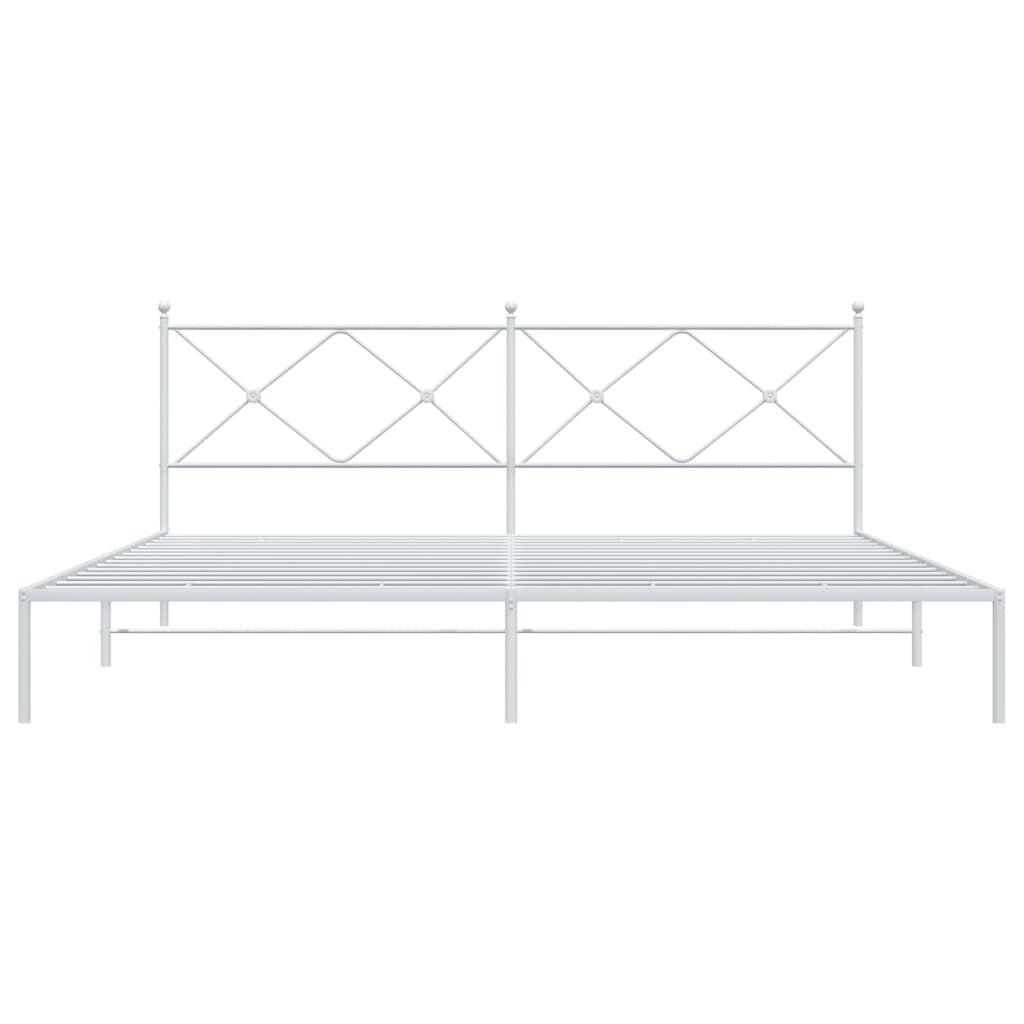 vidaXL Metal Bed Frame without Mattress with Headboard White 193x203cm