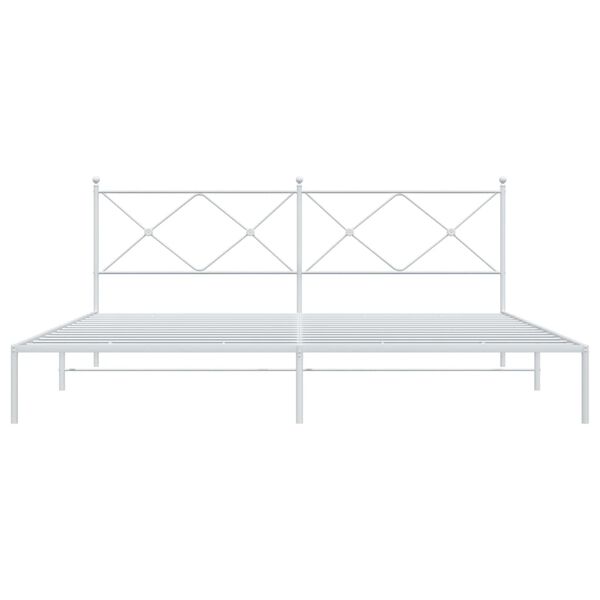 vidaXL Metal Bed Frame without Mattress with Headboard White 193x203cm
