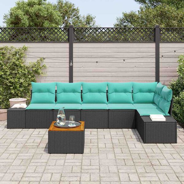 vidaXL Garden Sofa Set 7 pcs Black and turquoise