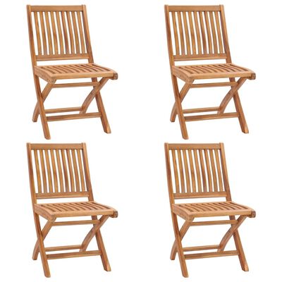vidaXL Folding Garden Chairs with Cushions 4 pcs Solid Teak Wood
