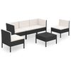 vidaXL 6 Piece Garden Lounge Set with Cushions Poly Rattan Black