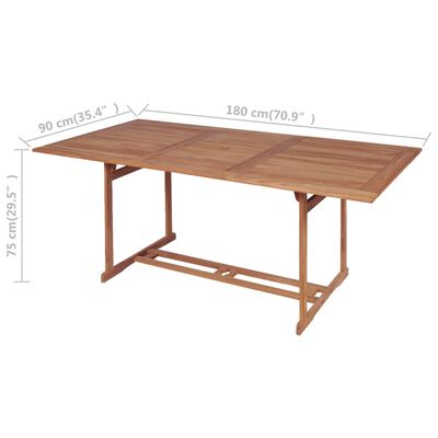 vidaXL Garden Table 180x90x75 cm Solid Teak Wood