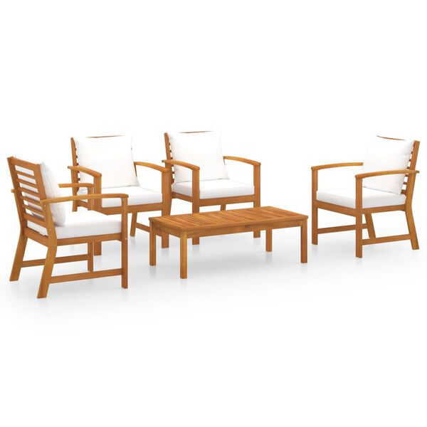 vidaXL 5 Piece Garden Lounge Set with Cushion Solid Acacia Wood