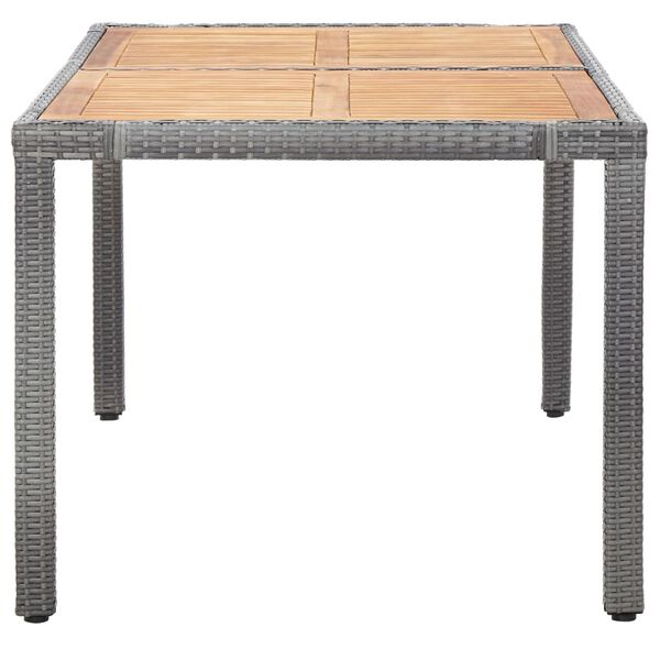 vidaXL 7 Piece Garden Dining Set with Cushions Poly Rattan Grey