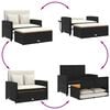 vidaXL Garden Sofa with Cushions 2-Seater Black Poly Rattan&Acacia Wood