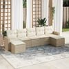 vidaXL 7 Piece Garden Sofa Set with Cushions Beige Poly Rattan