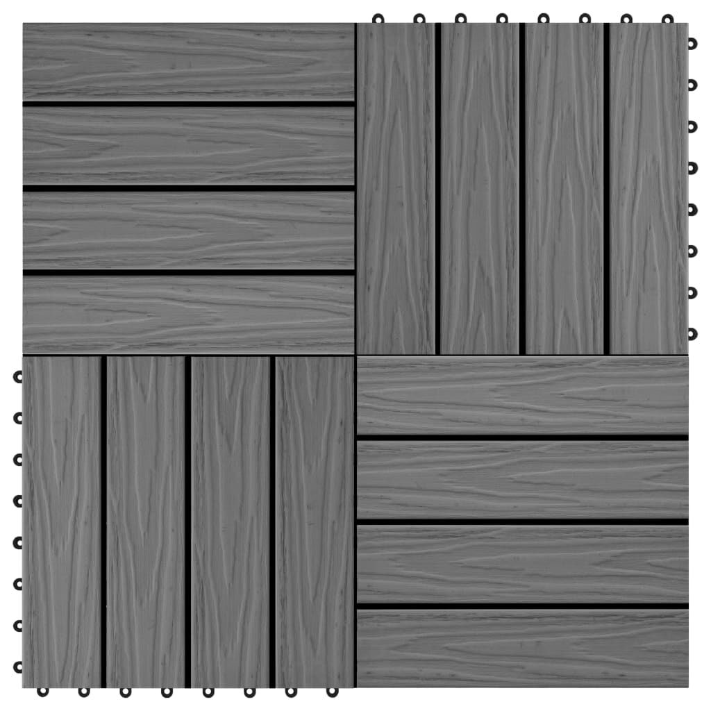 vidaXL 11 pcs Decking Tiles Deep Embossed WPC 30x30 cm 1 sqm Grey