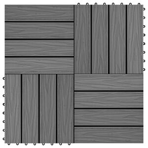 vidaXL 11 pcs Decking Tiles Deep Embossed WPC 30x30 cm 1 sqm Grey