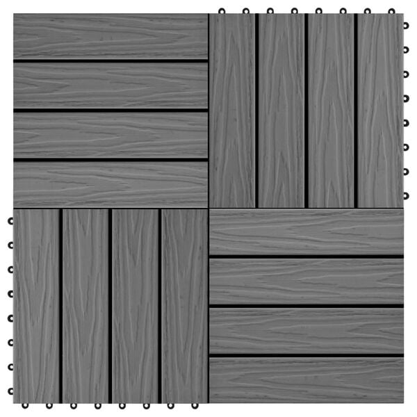 vidaXL 11 pcs Decking Tiles Deep Embossed WPC 30x30 cm 1 sqm Grey