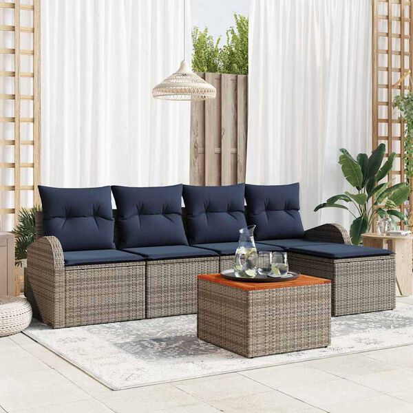 vidaXL Garden Sofa Set 6 pcs Grey Poly rattan