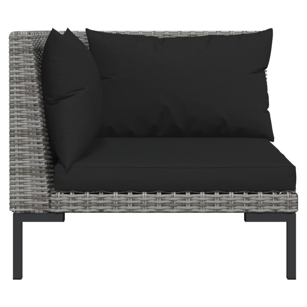 vidaXL 11 Piece Garden Lounge Set with Cushions Poly Rattan Dark Grey