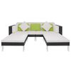 vidaXL 4 Piece Garden Lounge Set with Cushions Poly Rattan Black