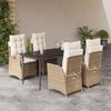 vidaXL 5 Piece Garden Dining Set with Cushions Beige Poly Rattan