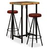 vidaXL Bar Set 3 Pieces Solid Wood Reclaimed and Genuine Leather