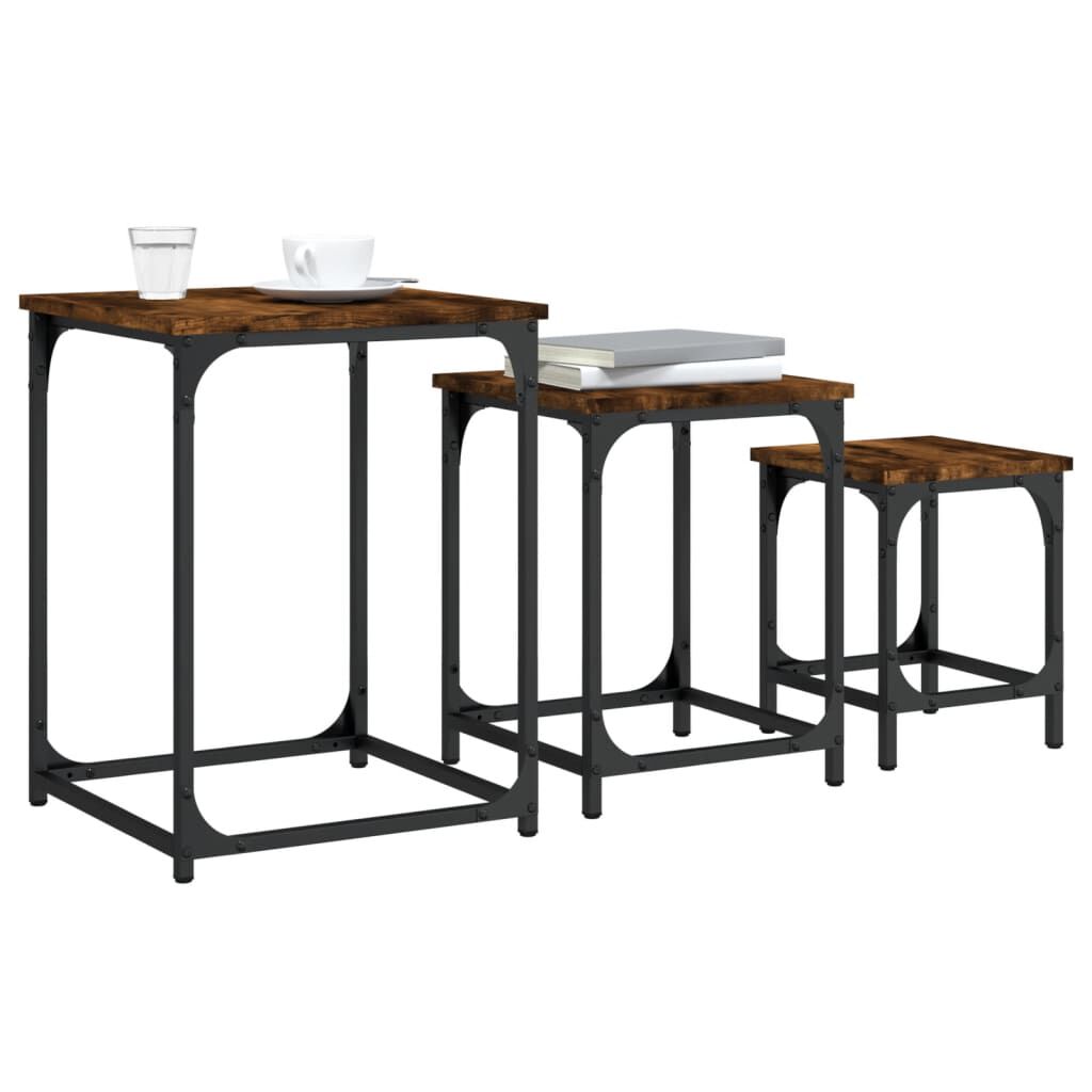 vidaXL Nesting Coffee Tables 3 pcs Smoked Oak Engineered Wood