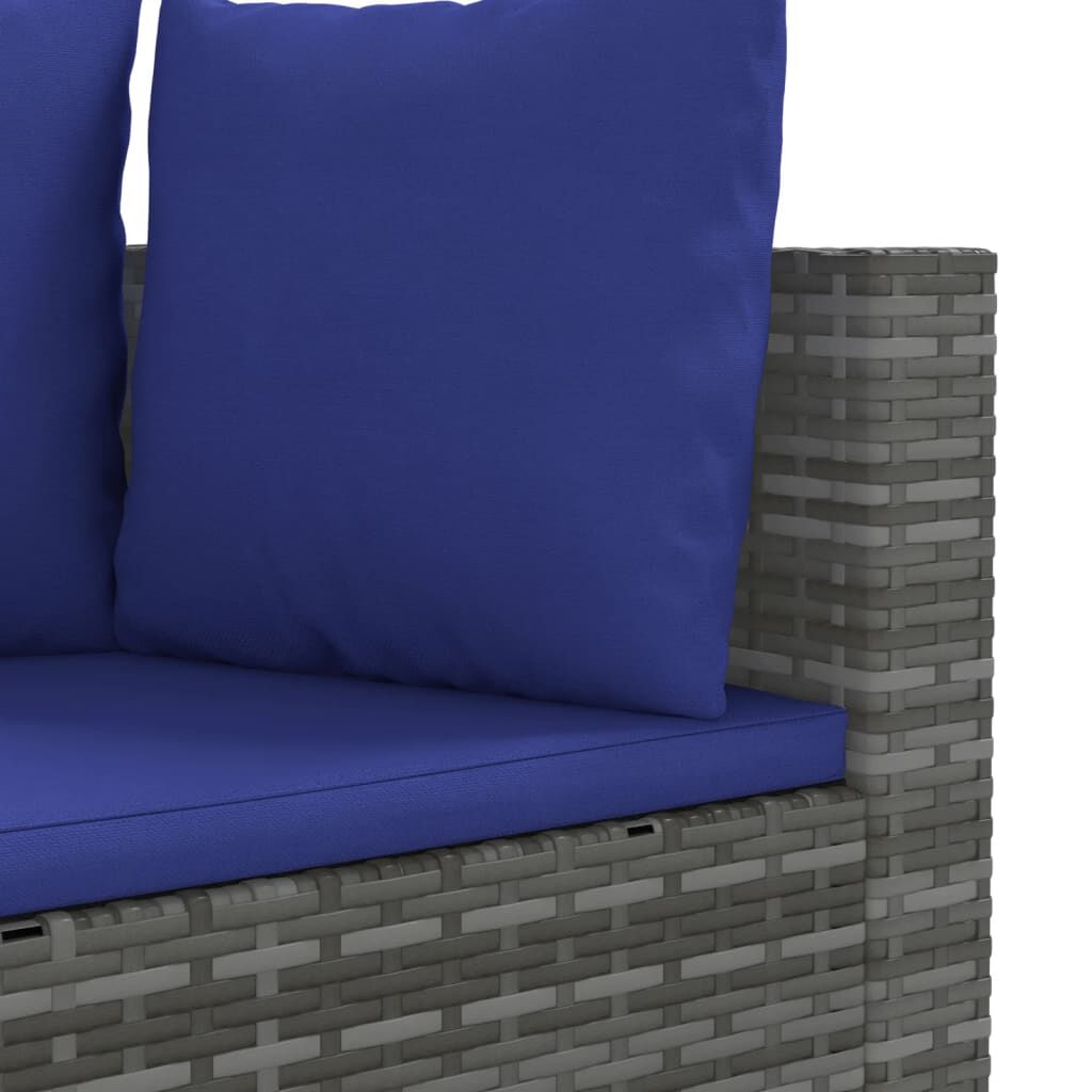 vidaXL 4 Piece Garden Sofa Set with Cushions Grey Poly Rattan