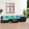 vidaXL 7 Piece Garden Lounge Set with Cushions Poly Rattan Black