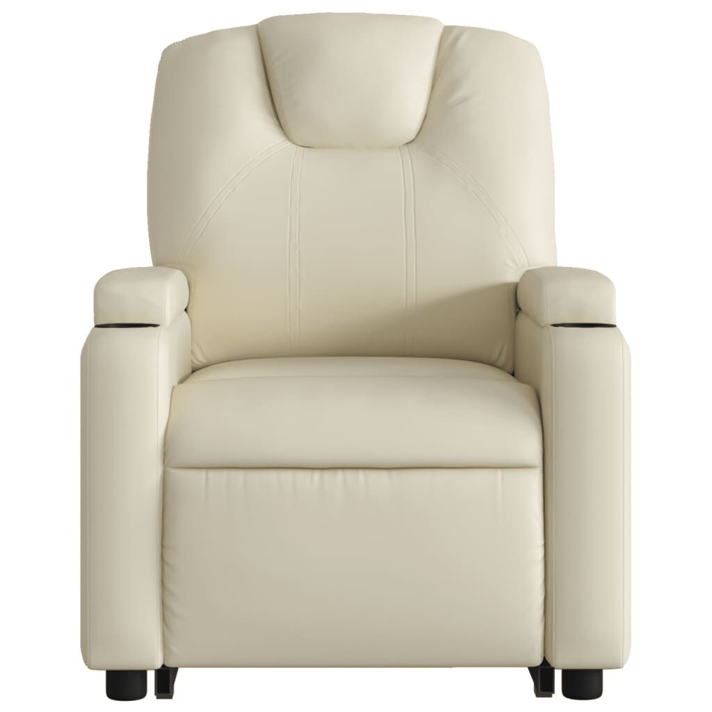 vidaXL Stand up Massage Recliner Chair Cream Faux Leather
