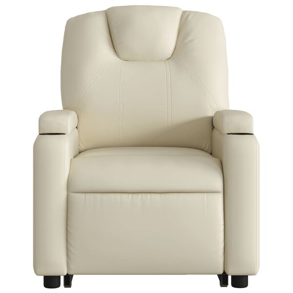 vidaXL Stand up Massage Recliner Chair Cream Faux Leather