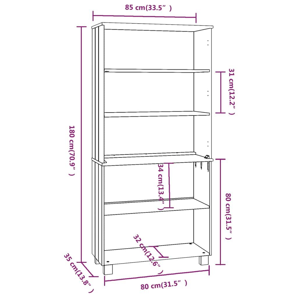 vidaXL Highboard HAMAR Solid Wood Pine Dark Grey
