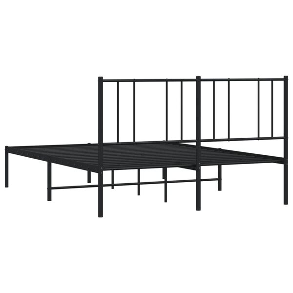 vidaXL Metal Bed Frame without Mattress with Headboard Black 135x190cm