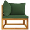 vidaXL Sectional Corner Sofa with Green Cushions Solid Wood Acacia