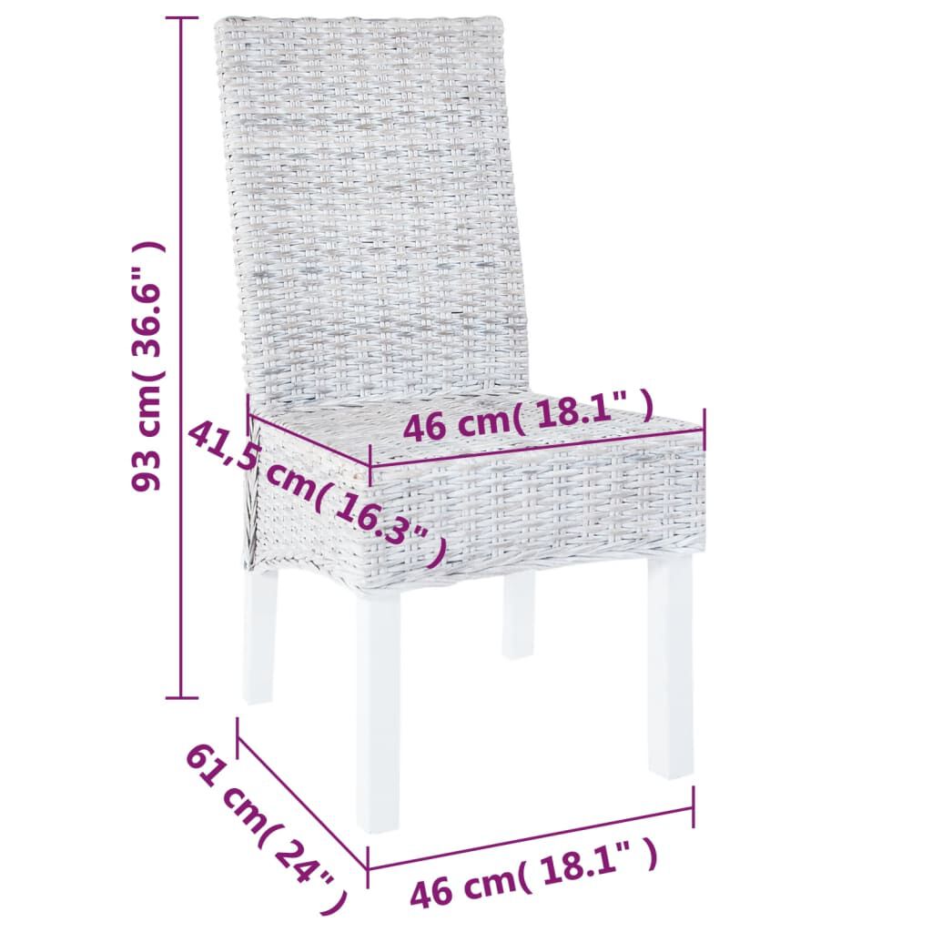 vidaXL Dining Chairs 2 pcs Light Brown Kubu Rattan and Mango Wood