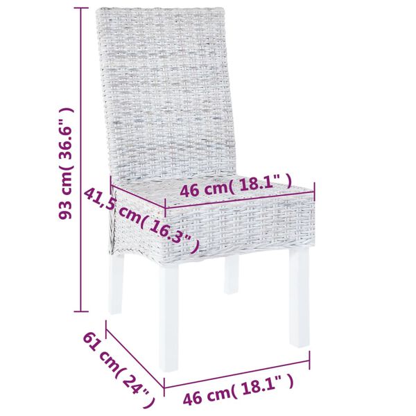 vidaXL Dining Chairs 6 pcs Light Brown Kubu Rattan and Mango Wood
