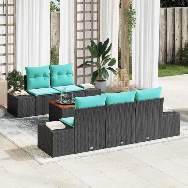 vidaXL Garden Sofa Set 6 pcs Black and turquoise