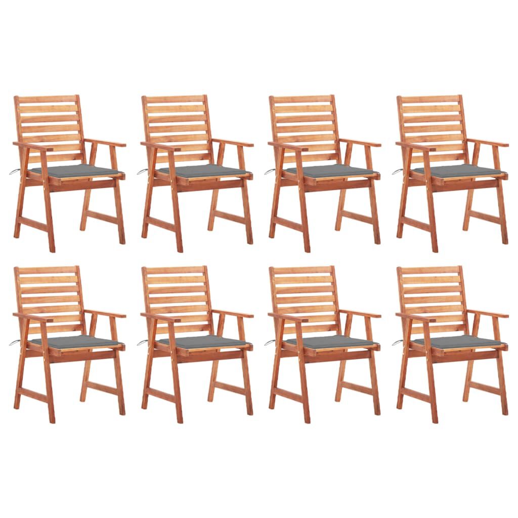 vidaXL Outdoor Dining Chairs 8 pcs with Cushions Solid Acacia Wood