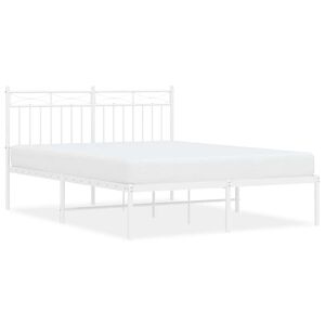 vidaXL Metal Bed Frame without Mattress with Headboard White 135x190cm