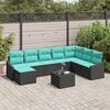 vidaXL Sofa Set with Cushion 9 pcs Black Poly Rattan