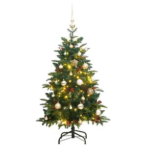 vidaXL Artificial Hinged Christmas Tree 150 LEDs & Ball Set 150 cm