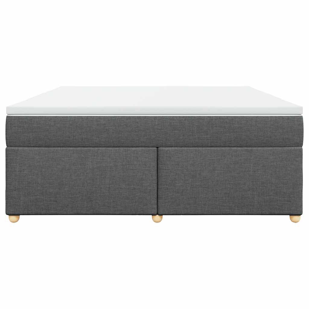 vidaXL Box Spring Bed with Mattress Dark Grey California King Fabric