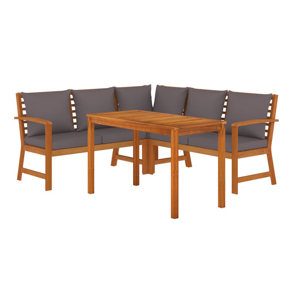 vidaXL 4 Piece Garden Dining Set with Cushions Solid Wood Acacia