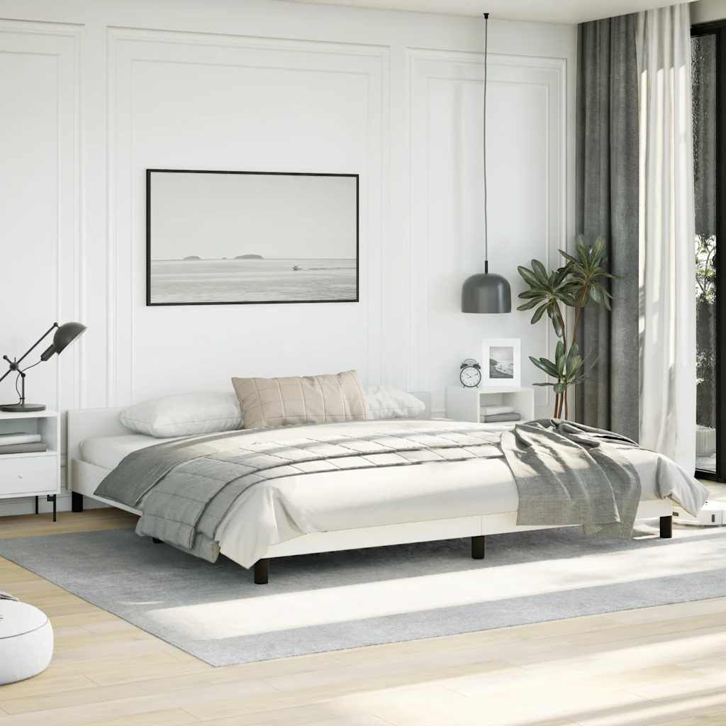 vidaXL Bed Frame without Mattress White King Faux Leather