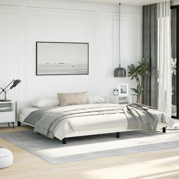 vidaXL Bed Frame without Mattress White King Faux Leather