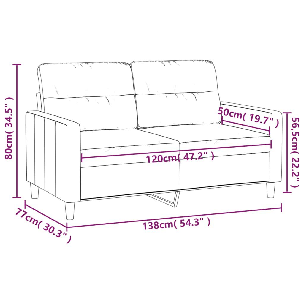 vidaXL 2-Seater Sofa Light Grey 120 cm Fabric