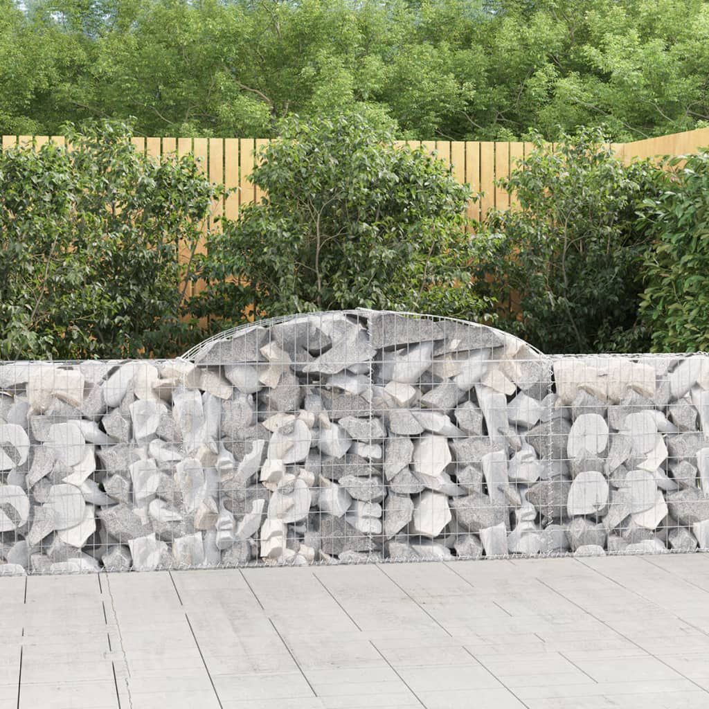 vidaXL Arched Gabion Baskets 5 pcs 300x30x80/100 cm Galvanised Iron