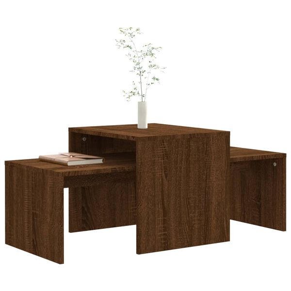 vidaXL Coffee Table Set Brown Oak 100x48x40 cm Engineered Wood