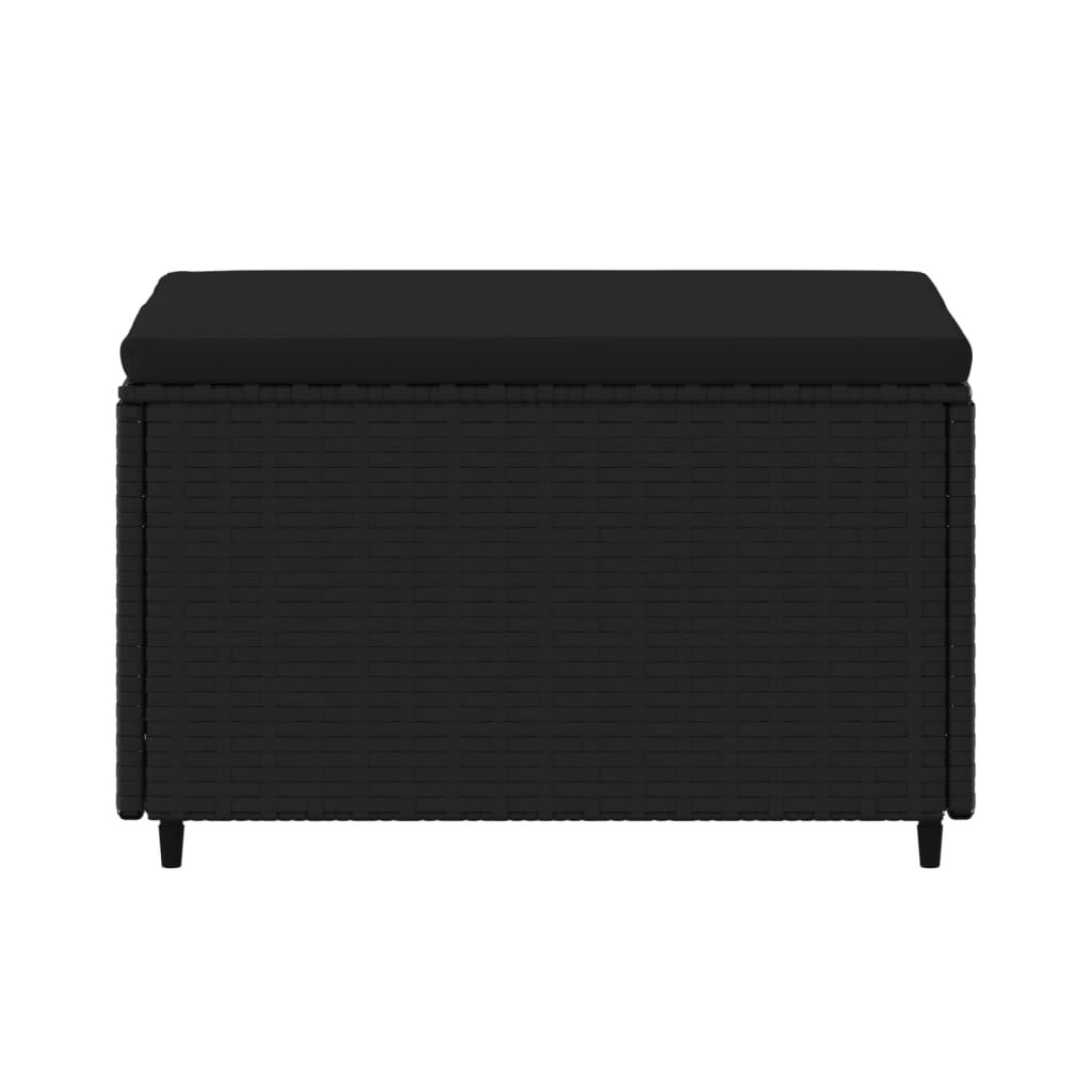 vidaXL Garden Footrest with Cushion Black Poly Rattan