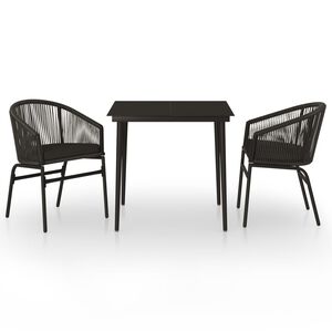 vidaXL 3 Piece Garden Dining Set Black