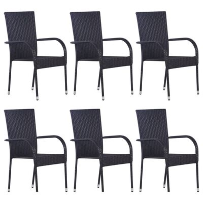 vidaXL 7 Piece Garden Dining Set Poly Rattan Black