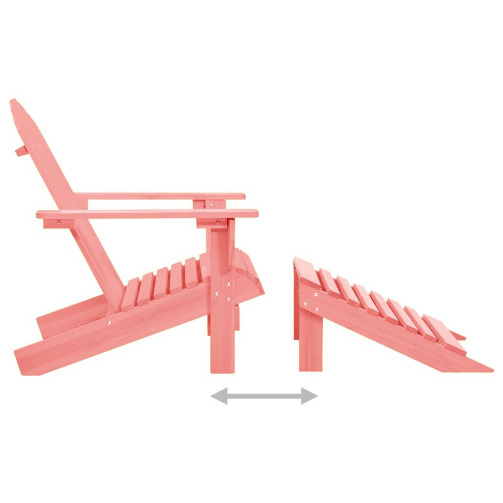 vidaXL Garden Adirondack Chair with Ottoman Solid Fir Wood Pink