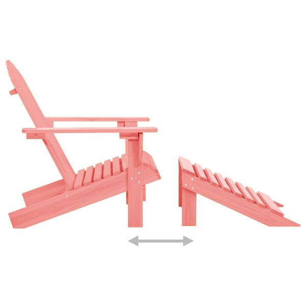 vidaXL Garden Adirondack Chair with Ottoman Solid Fir Wood Pink